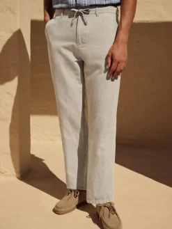 Next Regular Fit Cotton Linen Twill Chino Trousers^ Pants & Chinos