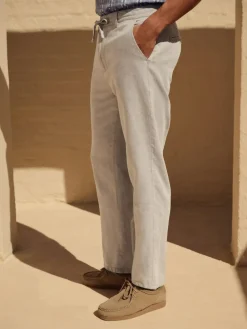 Next Regular Fit Cotton Linen Twill Chino Trousers^ Pants & Chinos