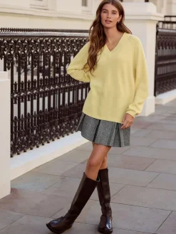 Next Light Yellow N.Premium 100% Merino Wool V-Neck Jumper^Women Knitwear|Knitwear