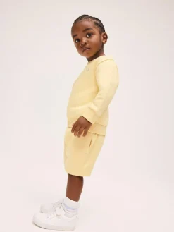 Best Next Single Plain Crew Neck Sweatshirt and Shorts Set (3mths-7yrs) Light Yellow