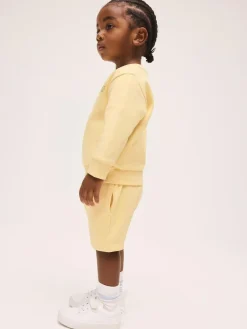 Best Next Single Plain Crew Neck Sweatshirt and Shorts Set (3mths-7yrs) Light Yellow