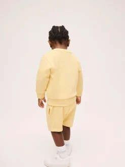 Best Next Single Plain Crew Neck Sweatshirt and Shorts Set (3mths-7yrs) Light Yellow