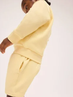 Best Next Single Plain Crew Neck Sweatshirt and Shorts Set (3mths-7yrs) Light Yellow