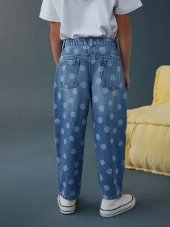 Next Lightwash Polka Dot Barrel Jeans (3-16yrs)^ Jeans