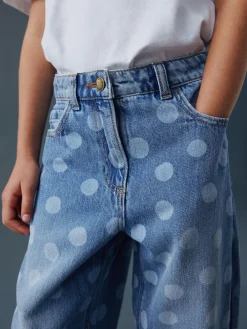 Next Lightwash Polka Dot Barrel Jeans (3-16yrs)^ Jeans