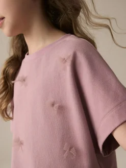 Clearance Next Boxy Bows T-Shirt (3-16yrs) Lilac Purple