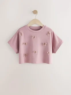 Clearance Next Boxy Bows T-Shirt (3-16yrs) Lilac Purple