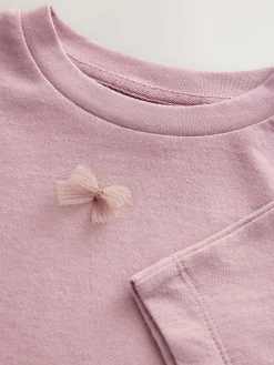 Clearance Next Boxy Bows T-Shirt (3-16yrs) Lilac Purple