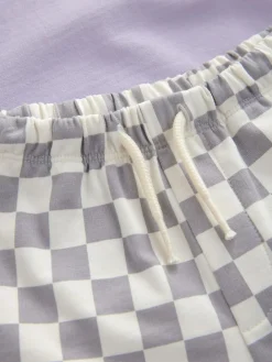 Next Lilac Purple Hot Wheels Check Short T-Shirt Set (9mths-8yrs)^BOY Shorts|Tops