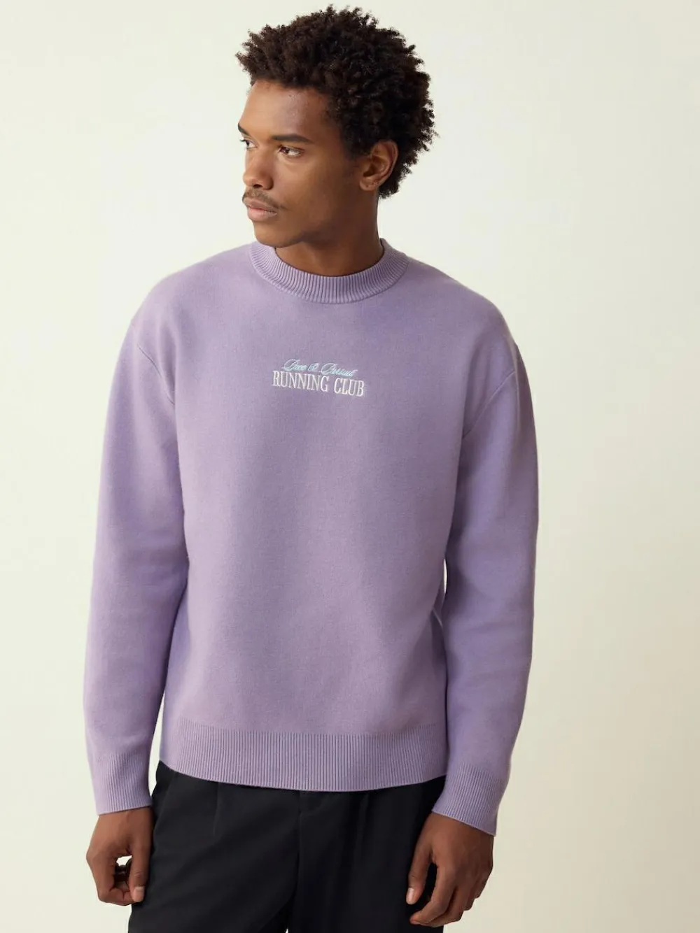 Clearance Next Lilac Purple N.Premium Relaxed Fit Mid Weight Running Club Graphic Crew Neck Jumper