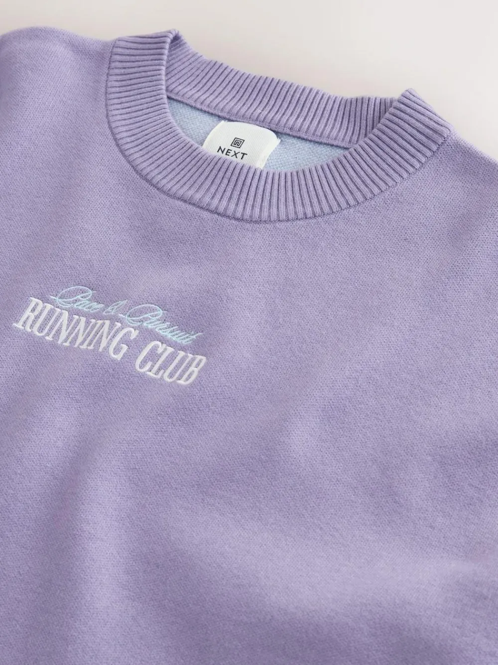 Clearance Next Lilac Purple N.Premium Relaxed Fit Mid Weight Running Club Graphic Crew Neck Jumper