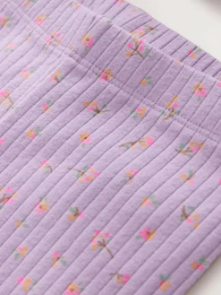 New Next Lilac Purple Short Sleeve Ribbed Top and Shorts Set (3mths-7yrs)