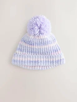 Sale Next Baby Chenille Knitted Pom Hat (0mths-2yrs) Lilac Tonal