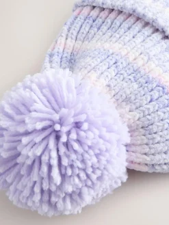 Sale Next Baby Chenille Knitted Pom Hat (0mths-2yrs) Lilac Tonal