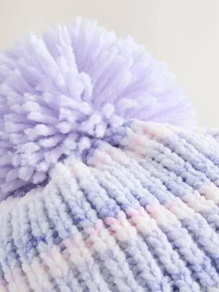Sale Next Baby Chenille Knitted Pom Hat (0mths-2yrs) Lilac Tonal