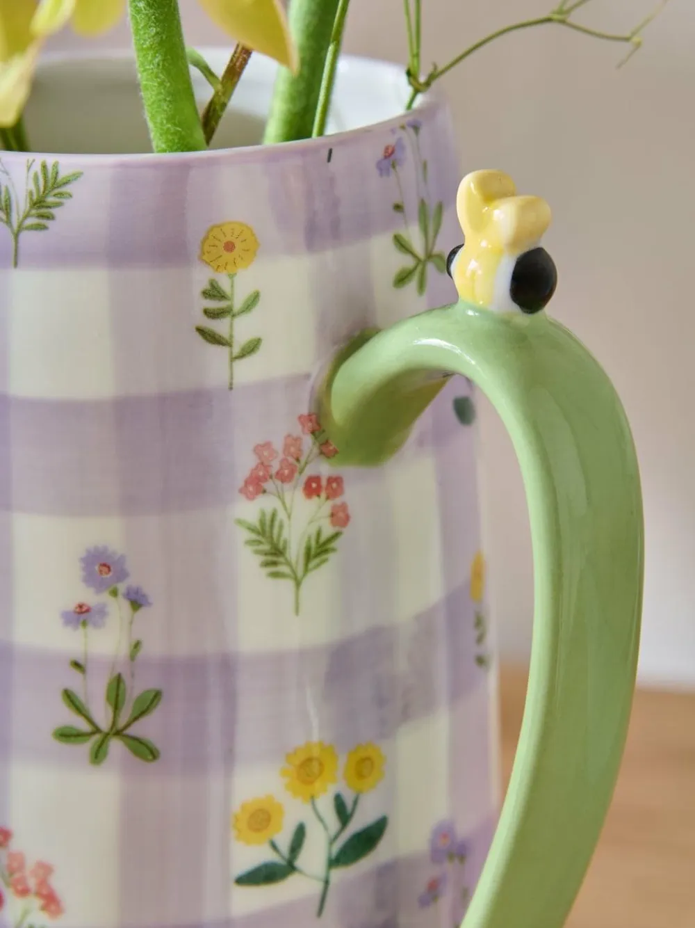 Outlet Next Lilac/White Gingham Floral Ceramic Jug Vase