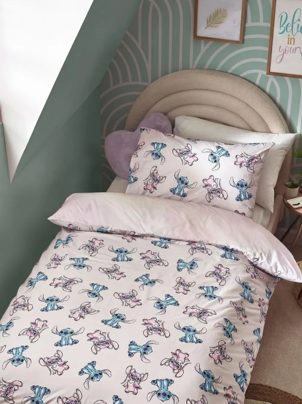 Hot Next Lilo & Stitch Purple Reversible 100% Cotton Duvet Cover and Pillowcase Set