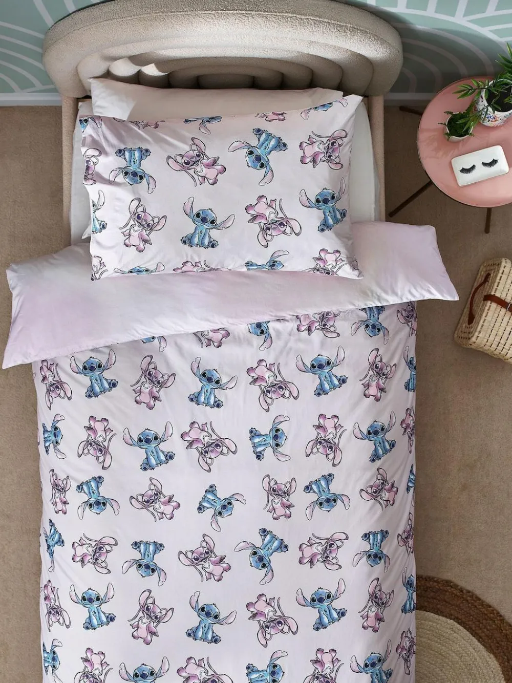 Hot Next Lilo & Stitch Purple Reversible 100% Cotton Duvet Cover and Pillowcase Set