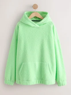 Online Next Soft Teddy Borg Longsleeve Hoodie Lime Green