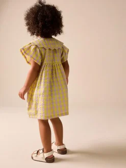 Clearance Next Gingham Collar Dress (3mths-8yrs) Lime/Lilac
