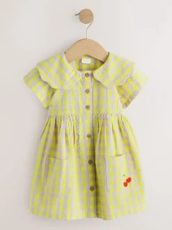 Clearance Next Gingham Collar Dress (3mths-8yrs) Lime/Lilac
