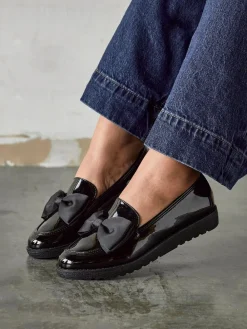 Best Linzi Cathy Platform Loafers with Large Bow Black