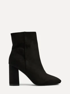 Online Linzi Black Scout Square Toe Heeled Ankle Boots With Side Zip
