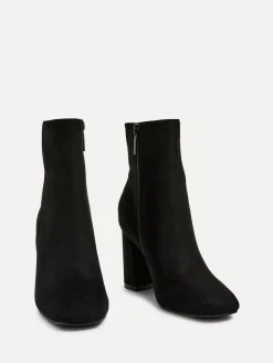 Online Linzi Black Scout Square Toe Heeled Ankle Boots With Side Zip