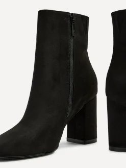 Online Linzi Black Scout Square Toe Heeled Ankle Boots With Side Zip
