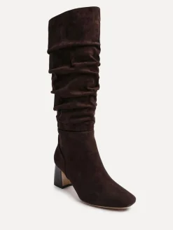 Discount Linzi Alpine Ruched High Leg Boots Brown Alpine