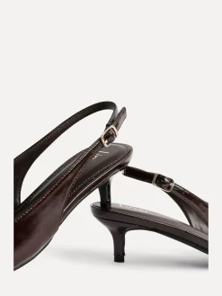 Best Linzi Elvira Kitten Heel Slingback Courts Brown