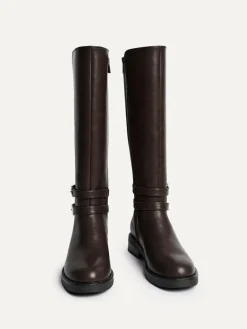 Linzi Brown Fierce High Leg Boots With Double Buckle Detail^Women Boots & Wellies|Boots
