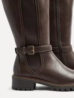 Linzi Gilded High Leg Boots With Stretch Side Panel and Buckle Detail^Women Boots & Wellies|Boots