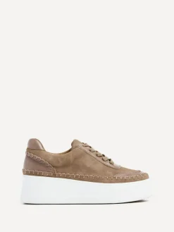 Online Linzi Harlem Faux Leather Platform Trainers Brown