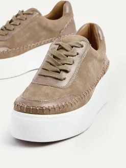 Online Linzi Harlem Faux Leather Platform Trainers Brown