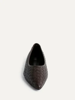 Linzi Talina Woven Pointed Toe Ballet Flats Brown
