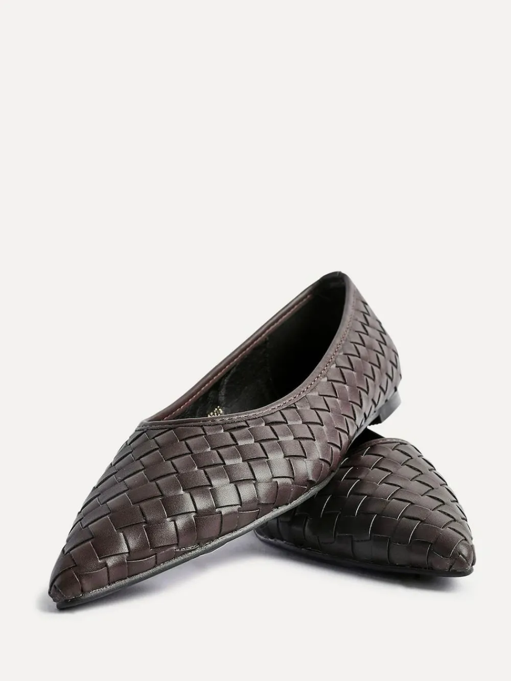 Linzi Talina Woven Pointed Toe Ballet Flats Brown