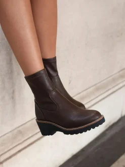 Linzi Brown Trish Stretch Wedged Heel Ankle Boots^Women Boots & Wellies|Boots