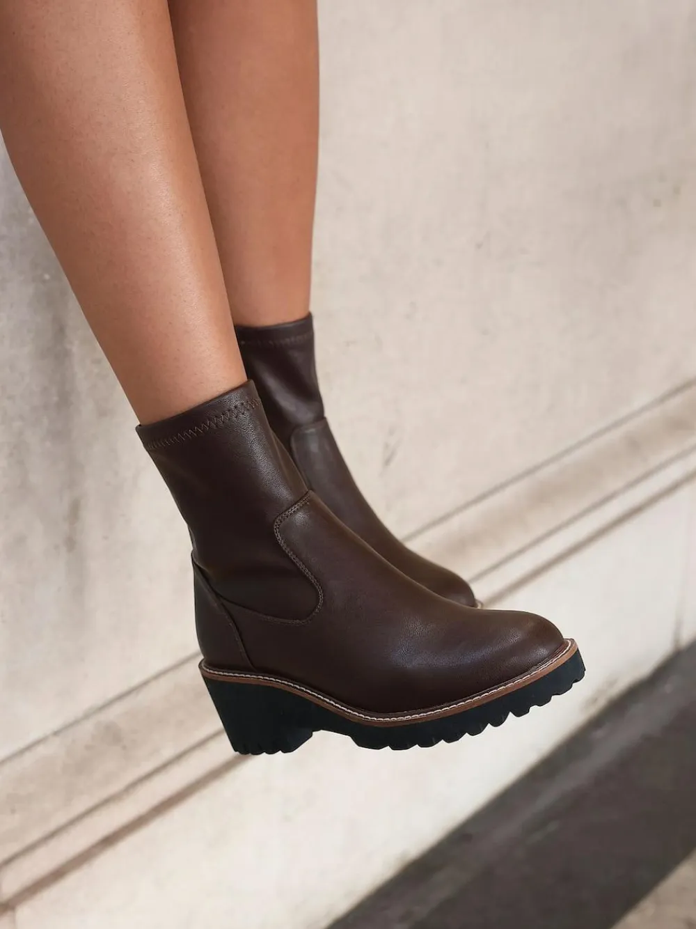 Linzi Brown Trish Stretch Wedged Heel Ankle Boots^Women Boots & Wellies|Boots
