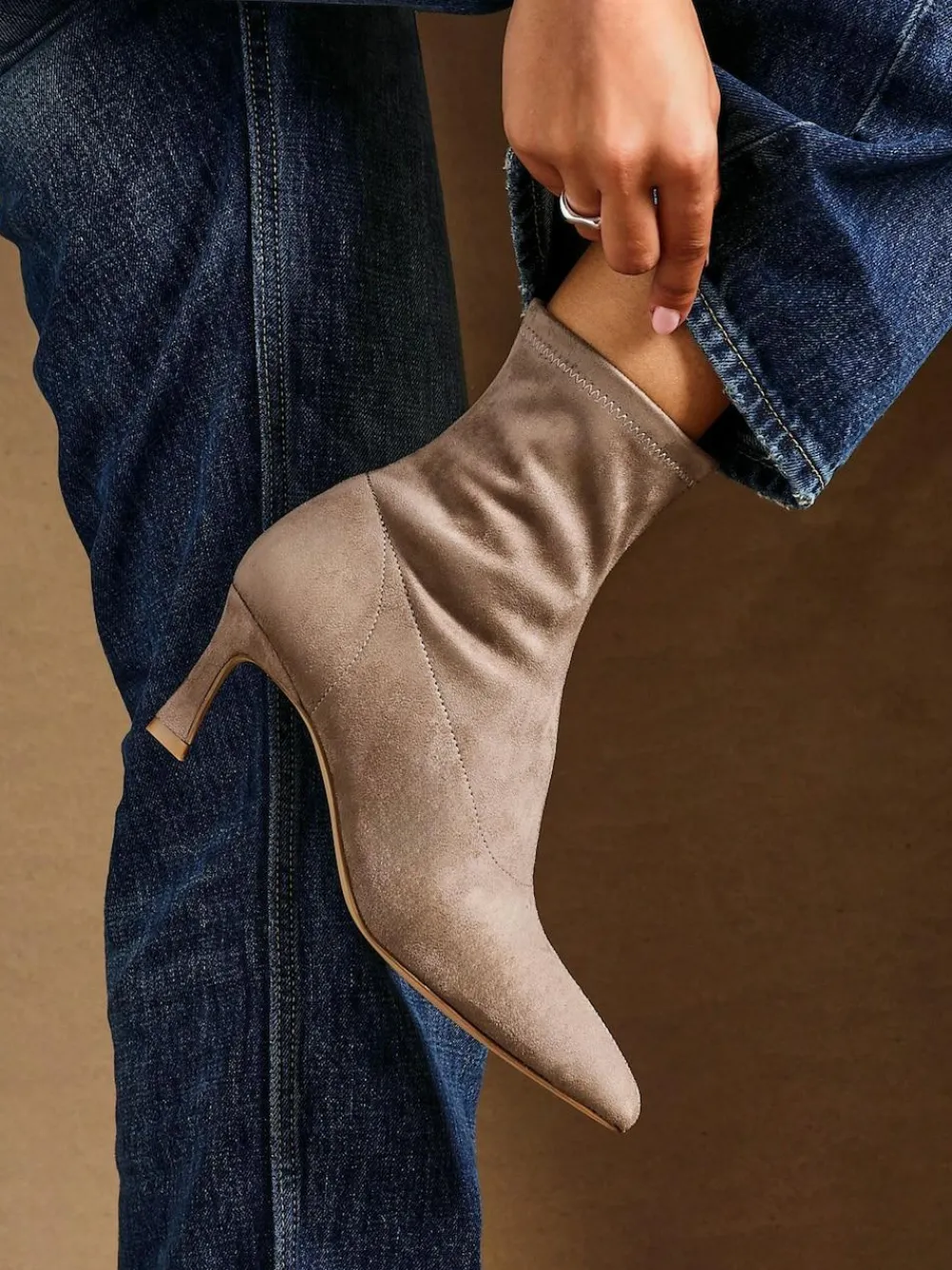 Clearance Linzi Upgrade Kitten Heel Ankle Boots Brown