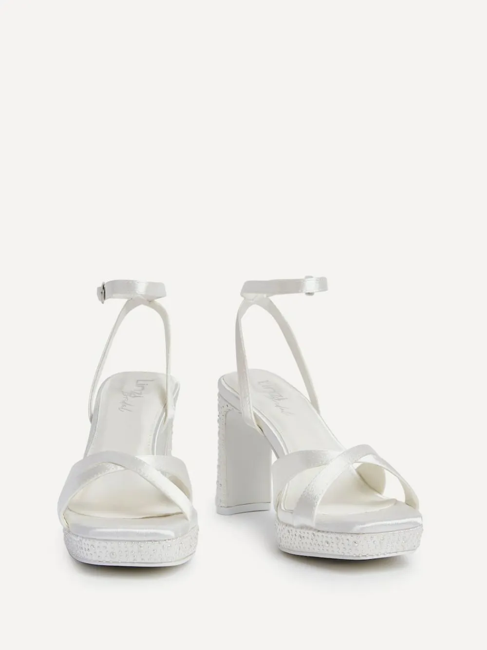 Linzi Cream Bridal Romantica Platform Heeled Sandals with Embellishments^Women Heels