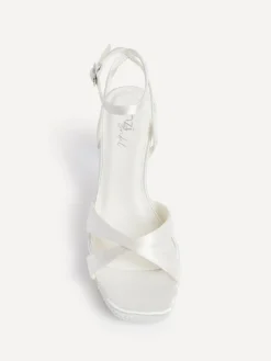 Linzi Cream Bridal Romantica Platform Heeled Sandals with Embellishments^Women Heels