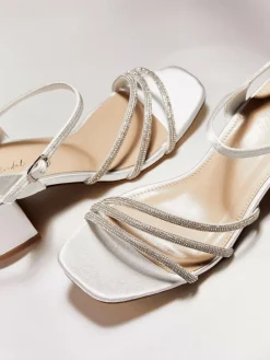 Linzi Cream Bridal Wide Fit Mariah Open Back Heels With Diamante Triple Front^Women Heels