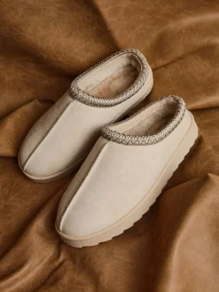 Linzi Tana Faux Suede Slip-On Slippers Cream