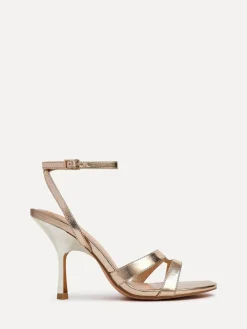 Clearance Linzi Bronte Heeled Sandals with Double Front Strap Gold