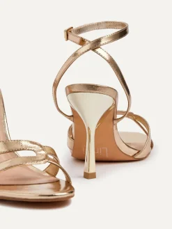 Clearance Linzi Bronte Heeled Sandals with Double Front Strap Gold