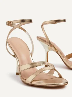 Clearance Linzi Bronte Heeled Sandals with Double Front Strap Gold