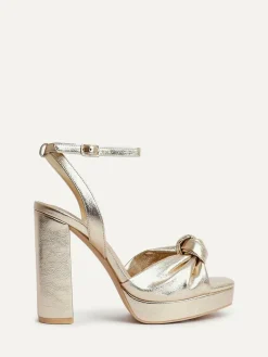 Outlet Linzi Ruba Platform Heels With Knotted Front Strap Gold