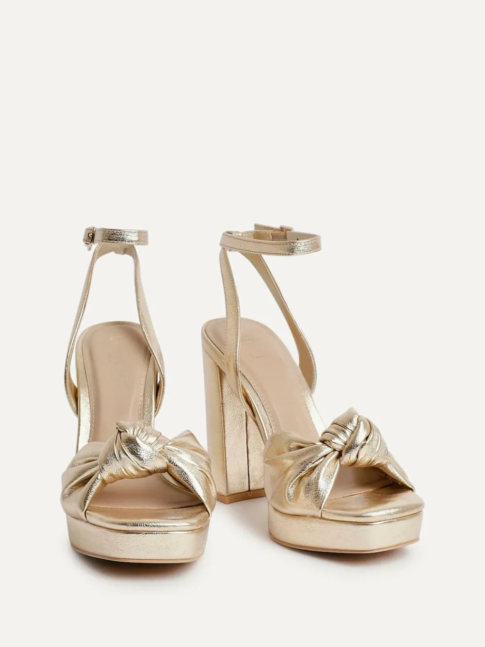 Outlet Linzi Ruba Platform Heels With Knotted Front Strap Gold