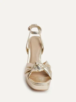Outlet Linzi Ruba Platform Heels With Knotted Front Strap Gold